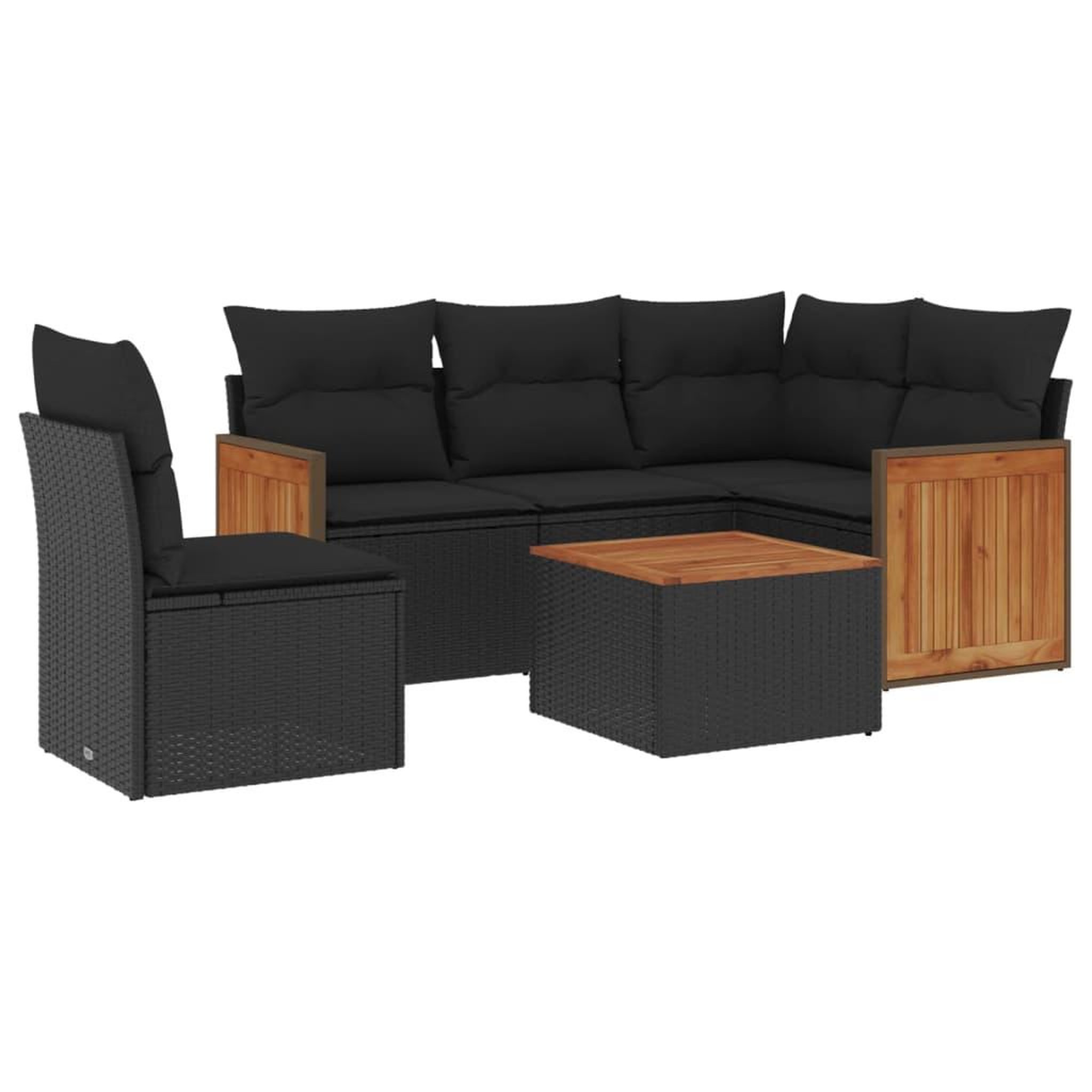 Voir la diapositive 2 : VIDAXL Salon de jardin 6 pcs avec coussins noir resine tressee