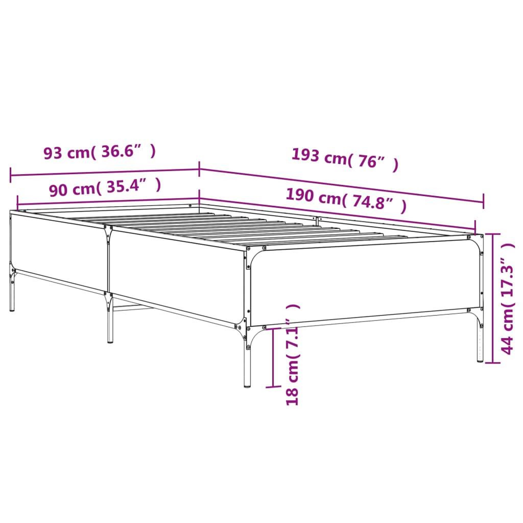 Voir la diapositive 6 : VIDAXL Cadre de lit sans matelas noir 90x190 cm