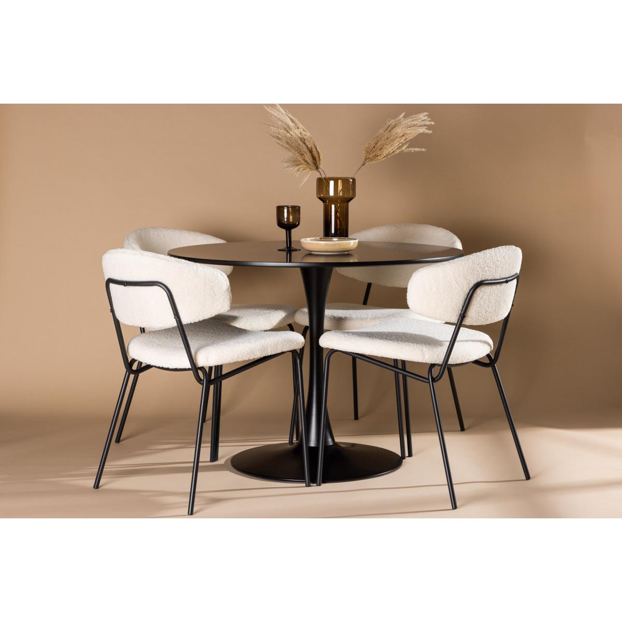 Voir la diapositive 4 : Paris Prix Ensemble table à manger & 4 chaises  glade & chico  100cm noir & blanc