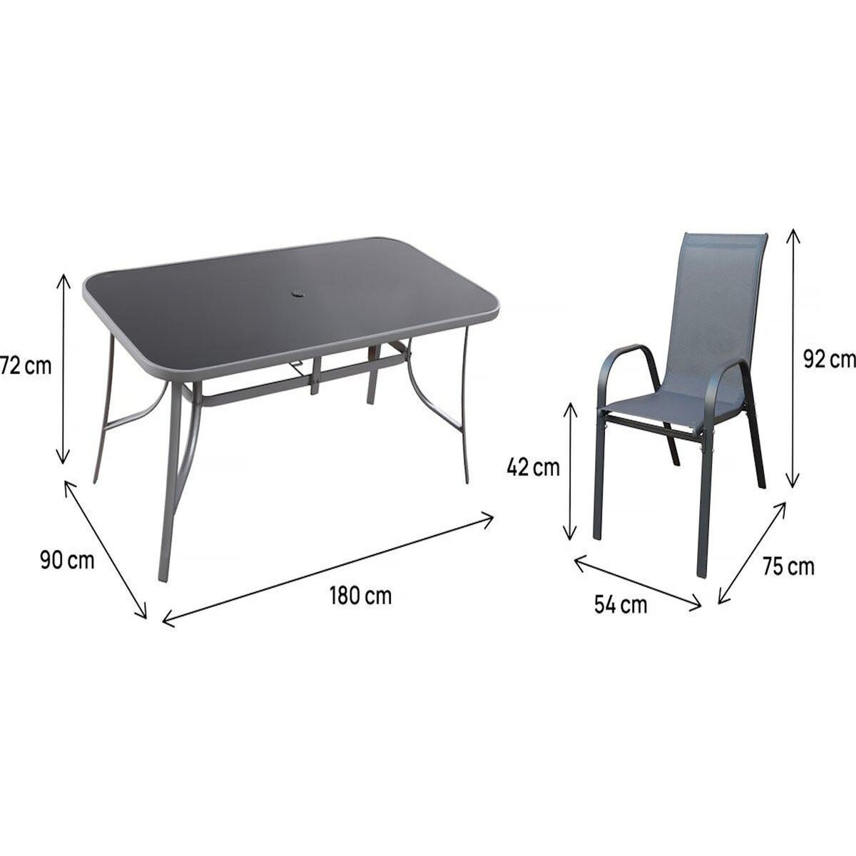 Habitat et Jardin Salon de jardin repas 8 places  Cordoba XL 180  - Gris