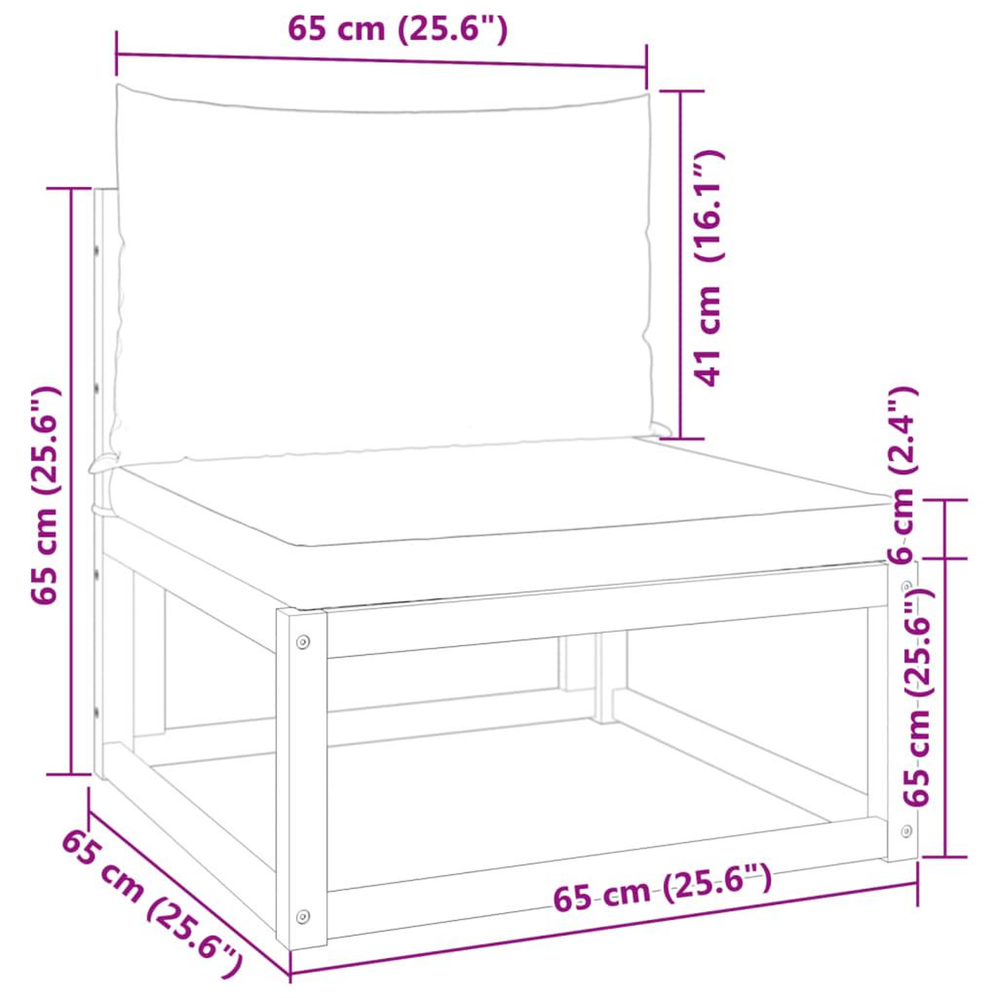 Voir la diapositive 6 : VIDAXL Canape de jardin sans accoudoirs coussins bois massif d'acacia