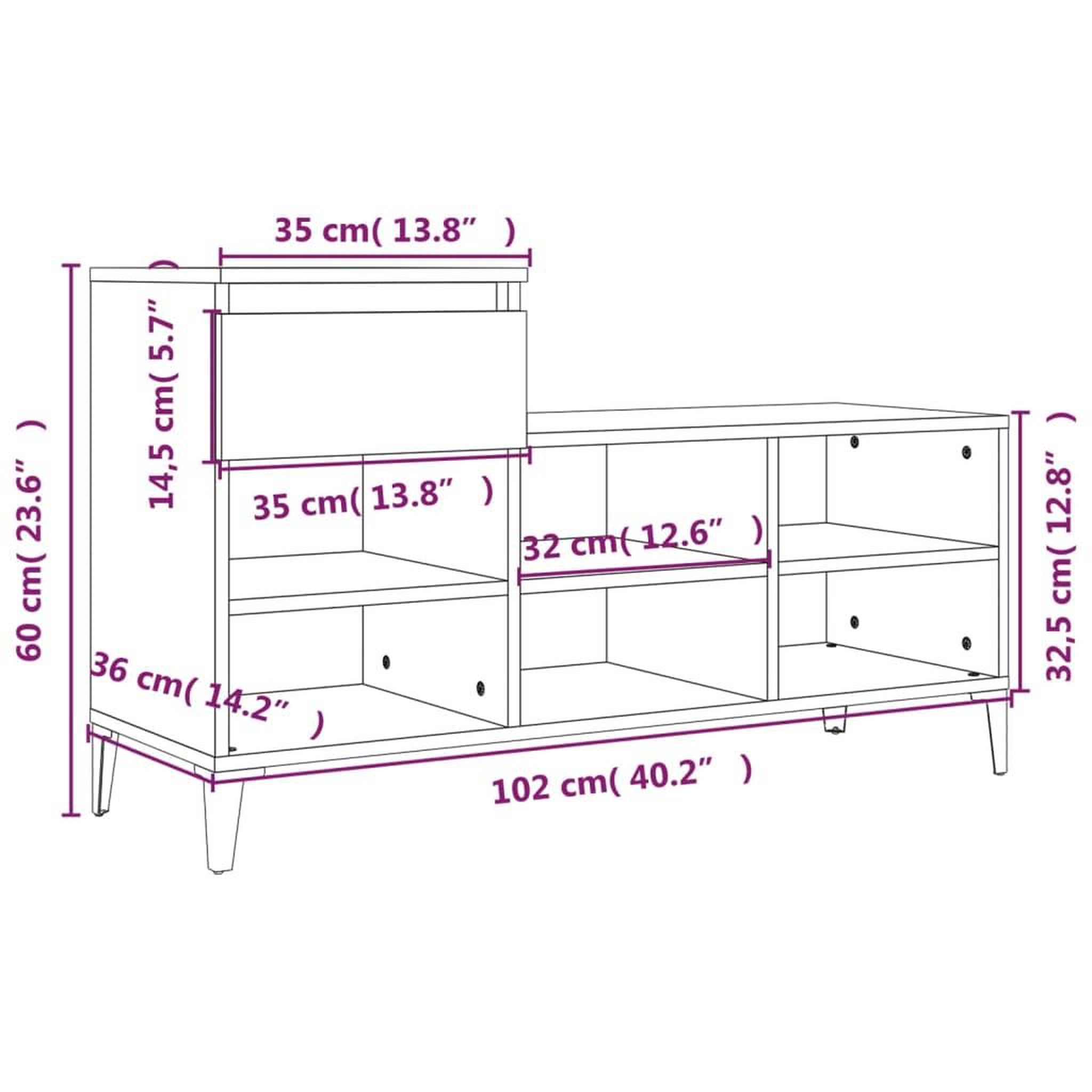 Voir la diapositive 6 : VIDAXL Armoire a chaussures Noir 102x36x60 cm Bois d'ingenierie