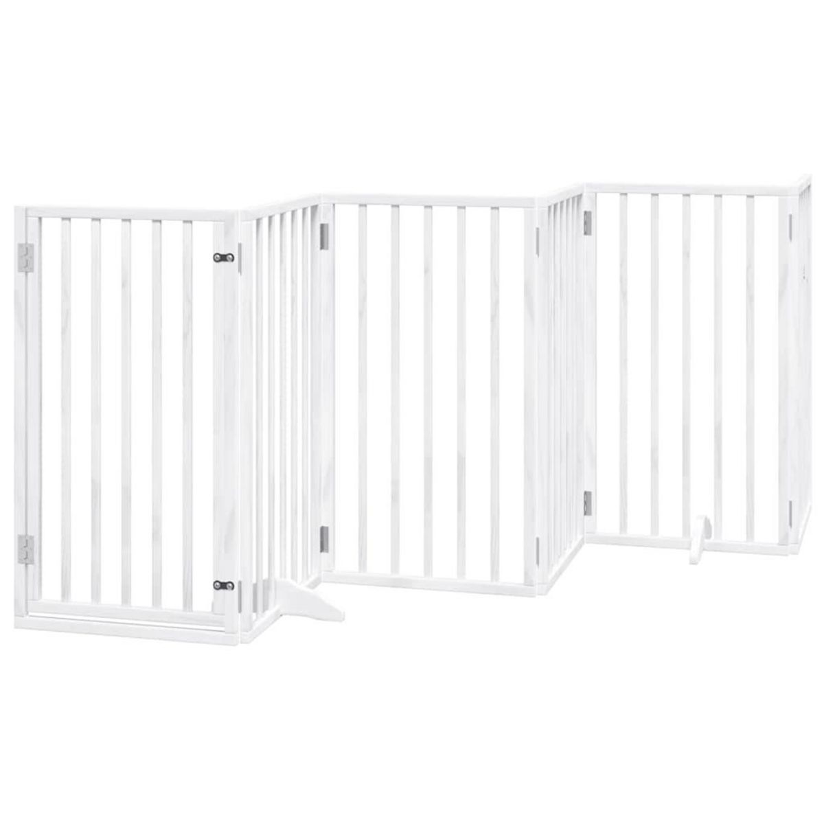 VIDAXL Barriere pour chien porte pliable 9panneaux blanc bois peuplier