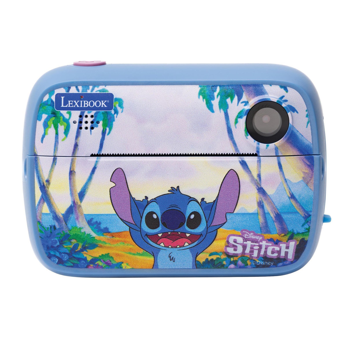 Lexibook Starcam® Print Disney Stitch, pack appareil photo numérique HD avec imprimante instantanée, carte SD et kit de personnalisation des photos