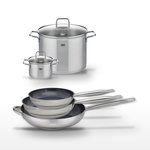 ELO Lot de 3 Poêles 24/28/32 cm Elo Profi Therm Platinum et 2 Faitouts Elo Citrin