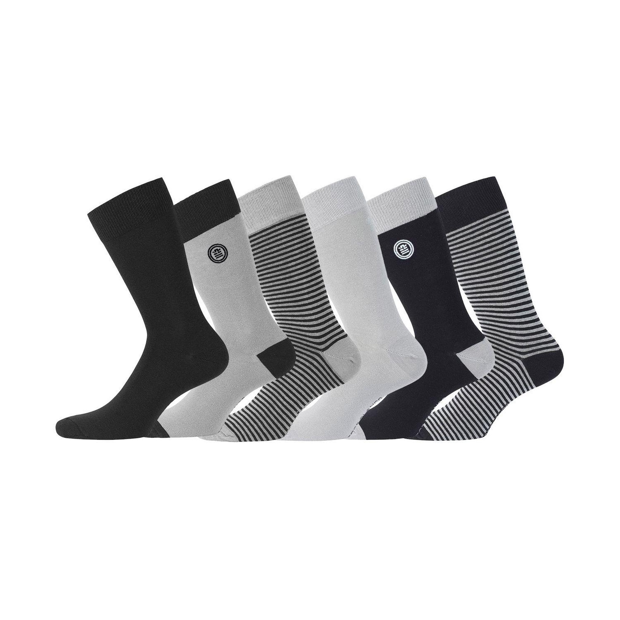 SERGE BLANCO Lot de 6 paires de chaussettes de ville coton homme. Coloris disponibles : Gris