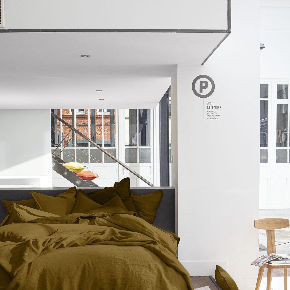 BATON ROUGE Drap housse 100% lin lavé uni