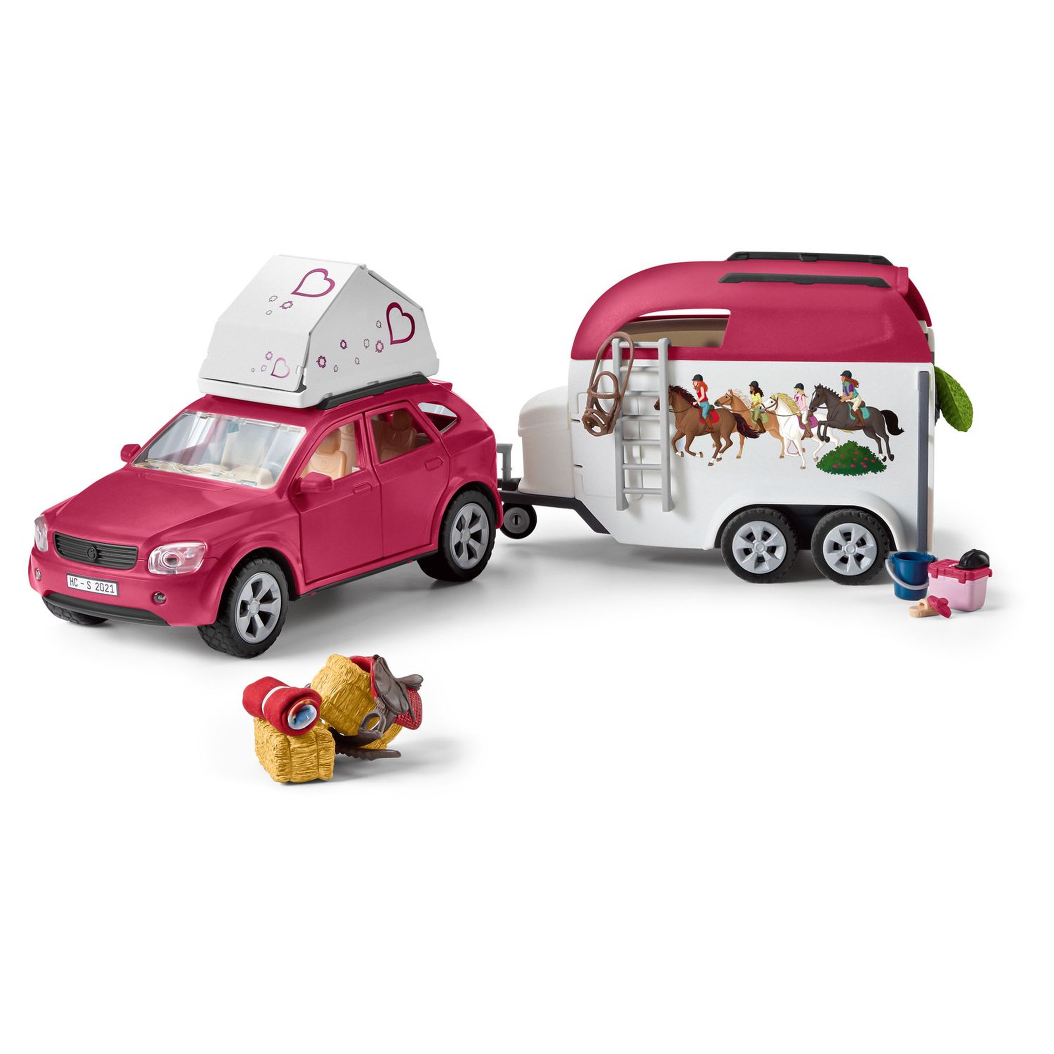 Voir la diapositive 2 : Schleich Grand voyage équestre en voiture et remorque 