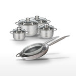 ELO Lot 2 Poêles 28/32cm & 4 Faitouts 14/16/20/24cm Elo Relief Solution