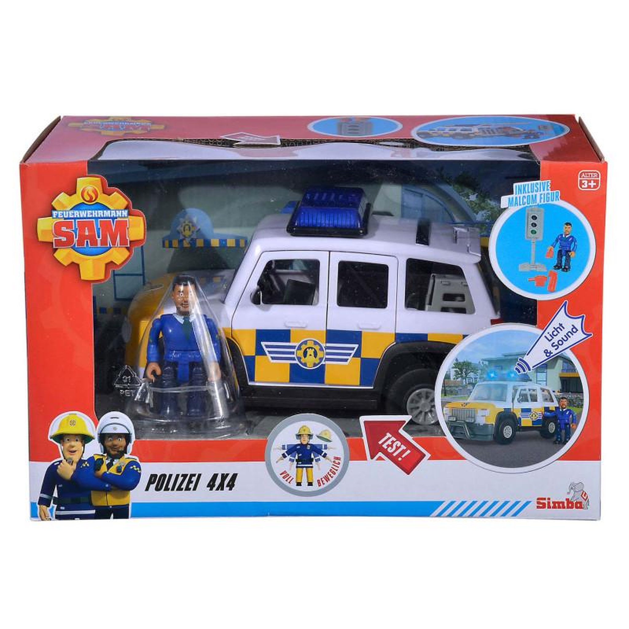 Voir la diapositive 2 : SIMBA SIMBA Fireman Sam Police Jeep 4x4 with Figure