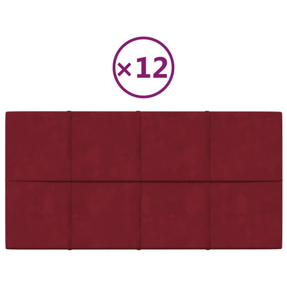 VIDAXL Panneaux muraux 12 pcs Rouge bordeaux 60x30 cm Velours 2,16 m^2