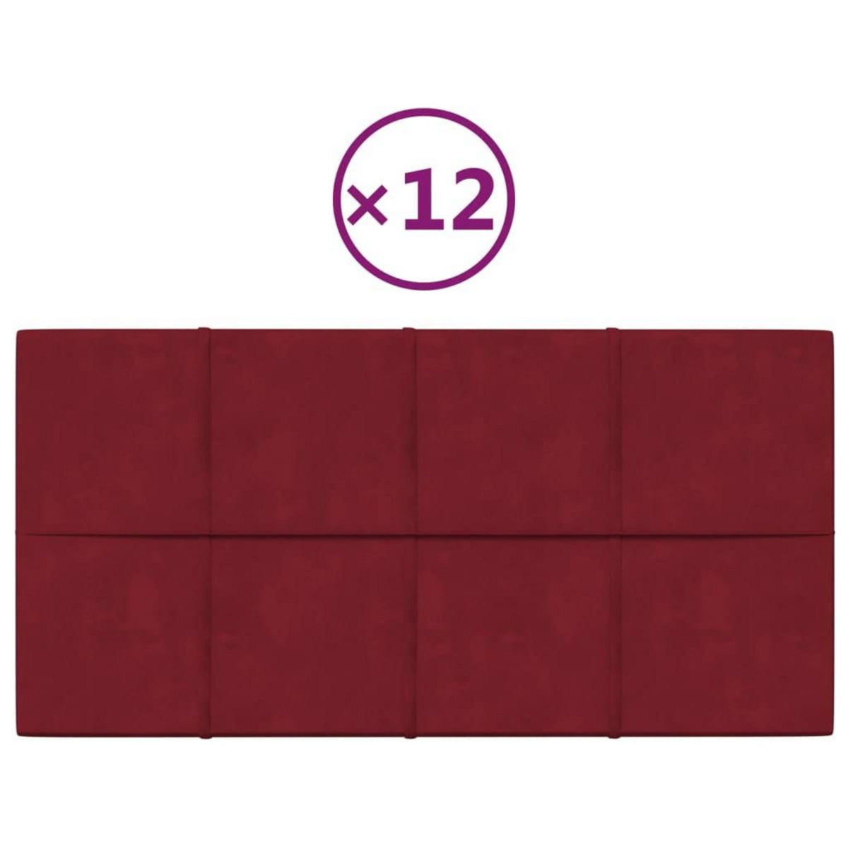 VIDAXL Panneaux muraux 12 pcs Rouge bordeaux 60x30 cm Velours 2,16 m^2