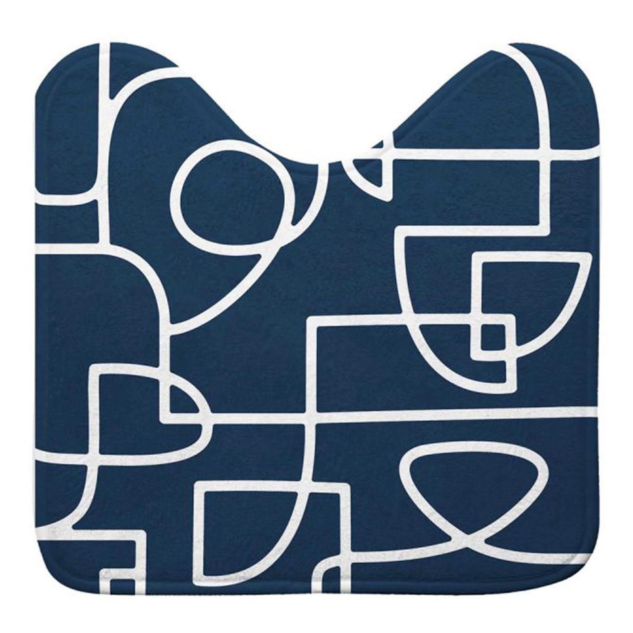 Douceur d'Intérieur Tapis contour wc microfibre  labyrinthe  45x45cm bleu