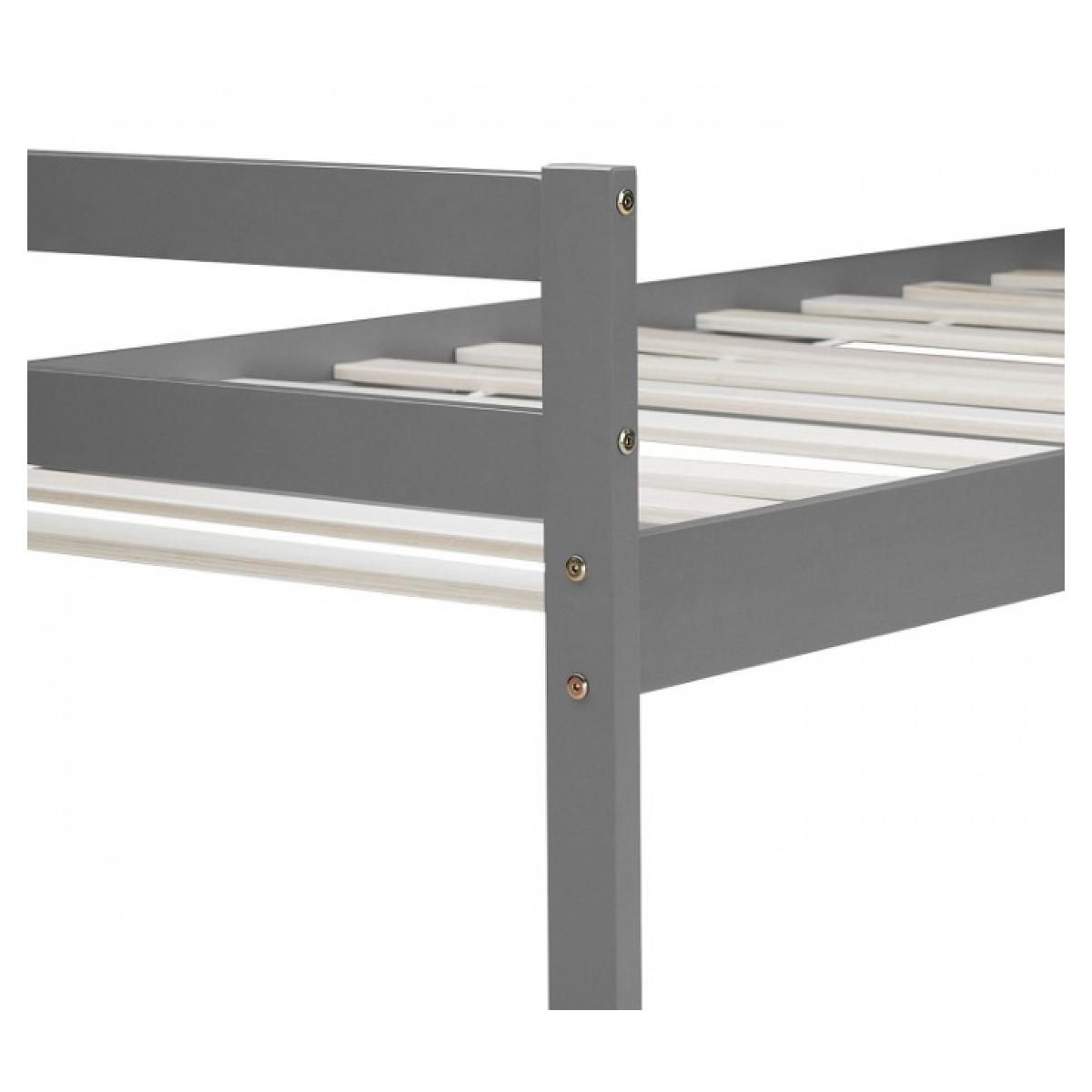 HomeStyle4U Lit simple en bois 90x200 gris
