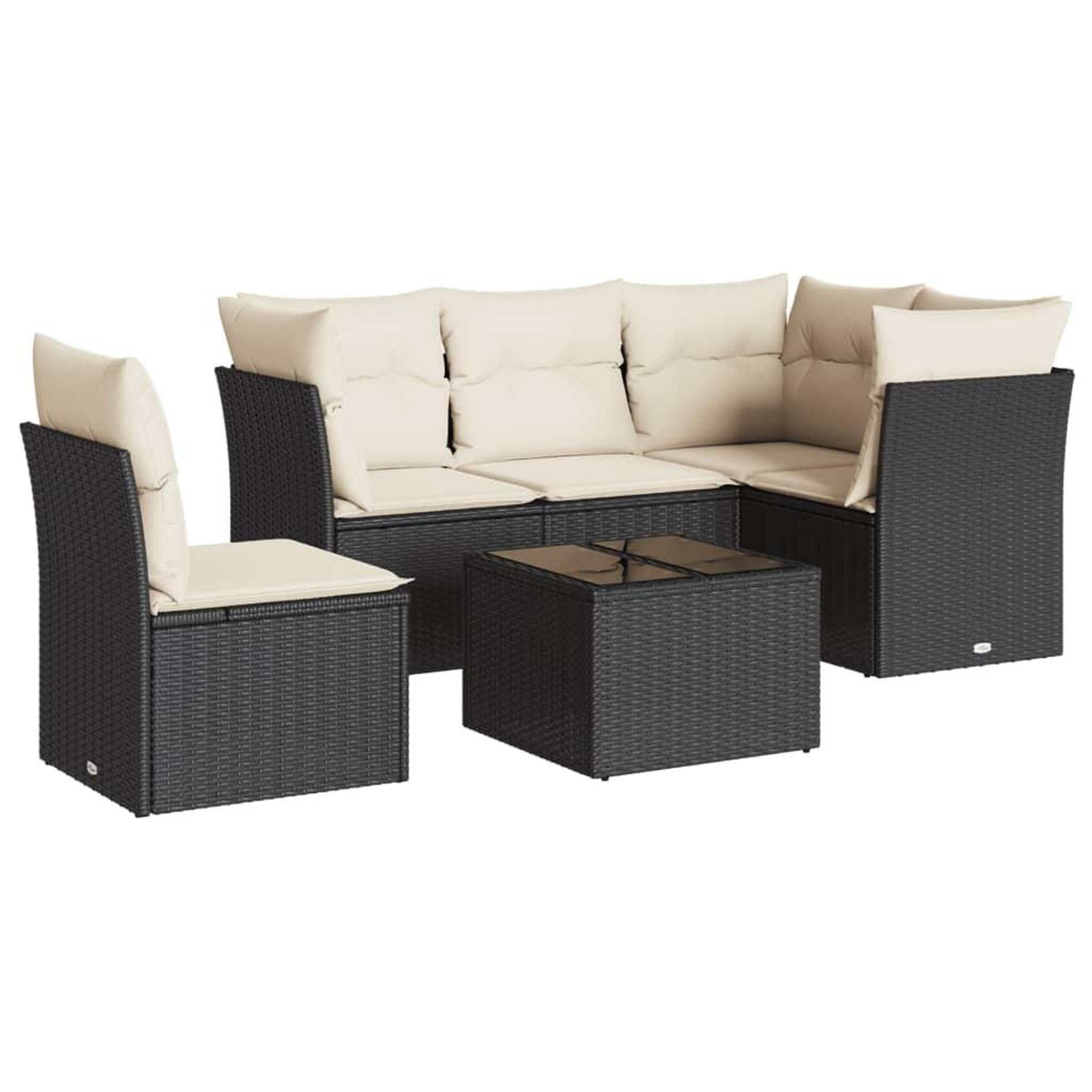 Voir la diapositive 2 : VIDAXL Salon de jardin 6 pcs avec coussins noir resine tressee