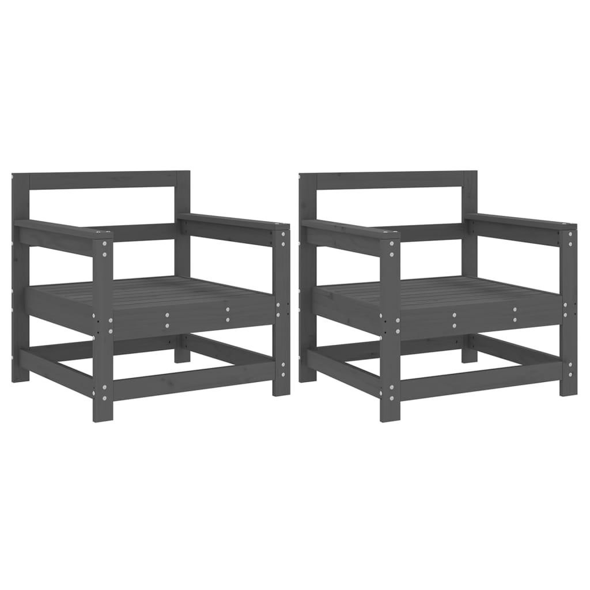 Voir la diapositive 2 : VIDAXL Chaises de jardin lot de 2 gris bois massif de pin