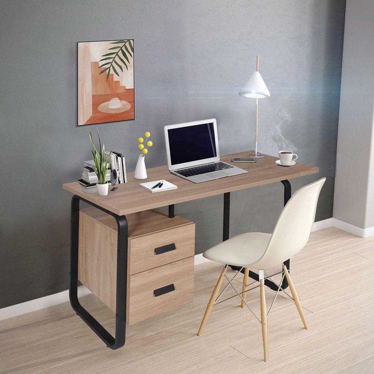 Bureau droit 2 tiroirs L120cm HARTFORD