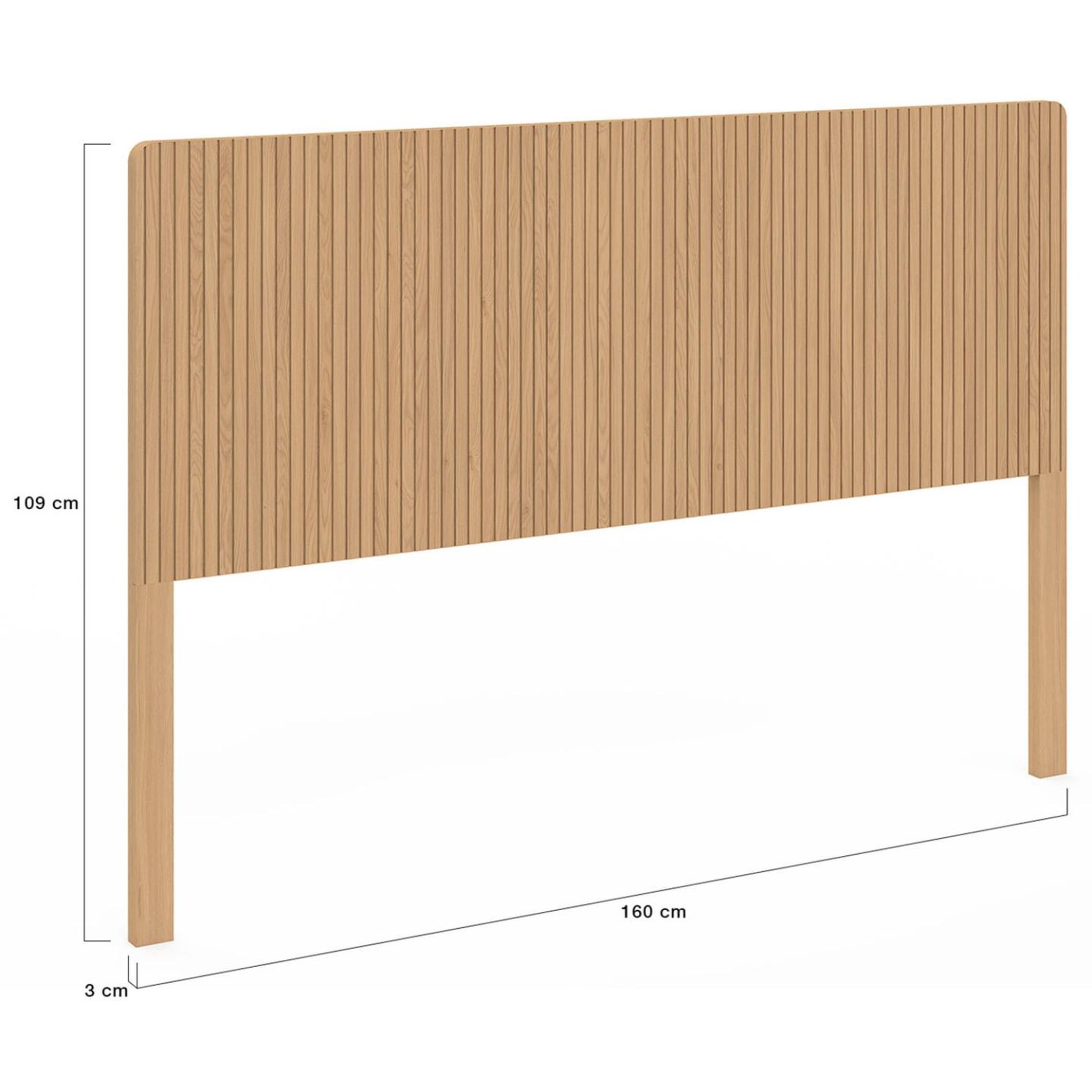 Voir la diapositive 4 : ID MARKET Tête de lit sur pied juliette 160 cm effet lattes tasseau bois