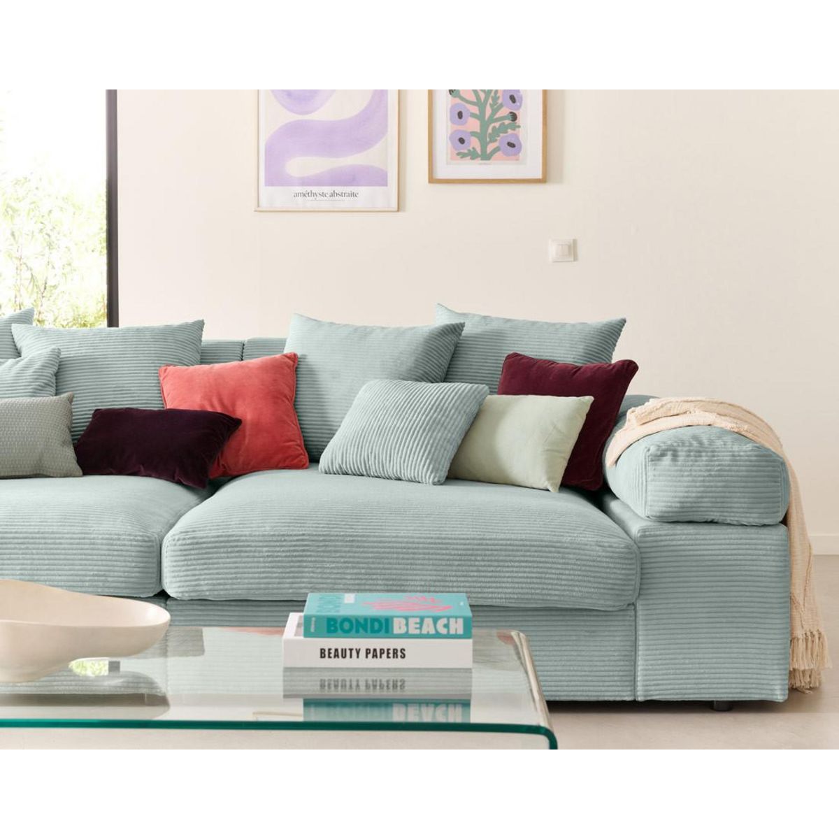 LISA DESIGN Aspen - canapé 4 places - assise profonde - velours côtelé