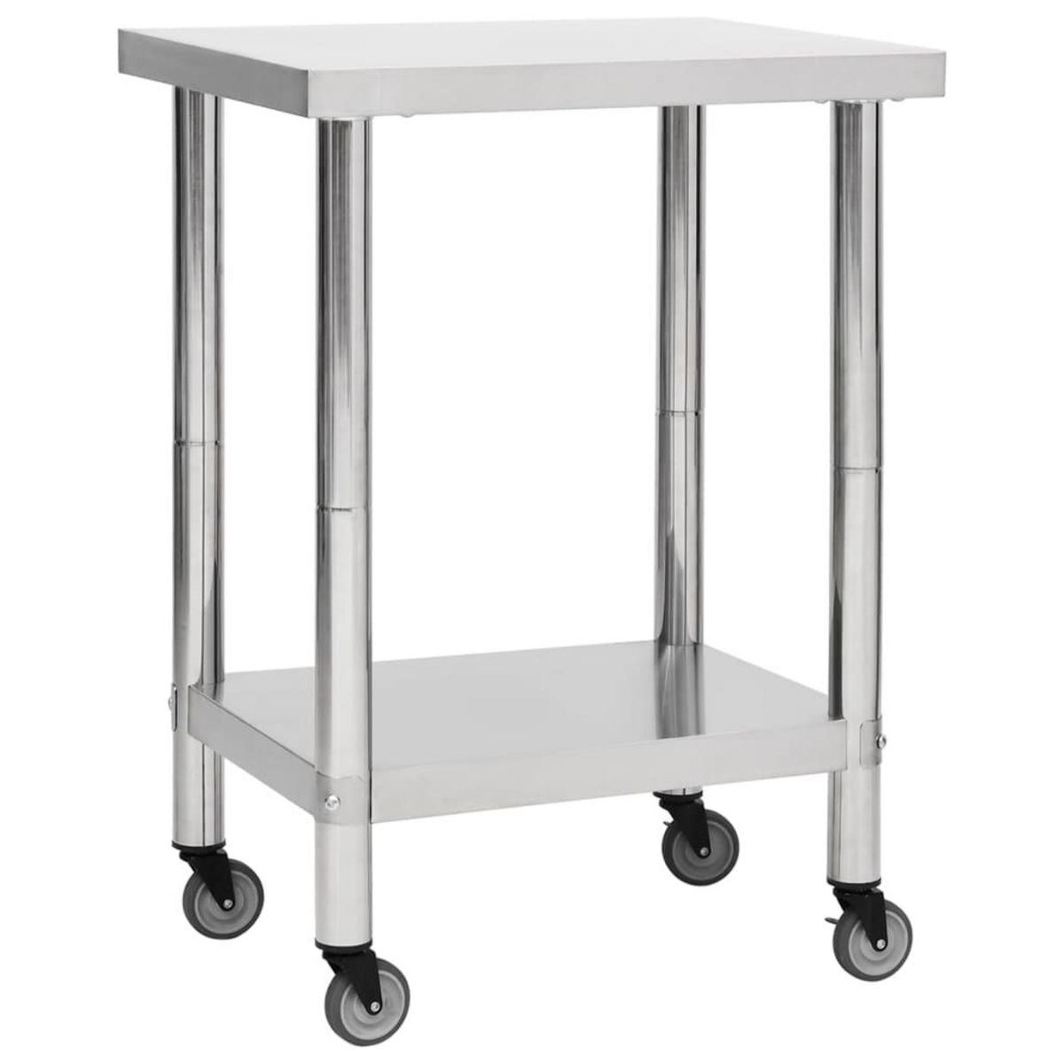 VIDAXL Table de travail de cuisine avec roues 60x45x85 cm Inox