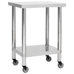 VIDAXL Table de travail de cuisine avec roues 60x45x85 cm Inox