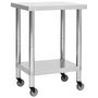 Voir la diapositive 1 : VIDAXL Table de travail de cuisine avec roues 60x45x85 cm Inox