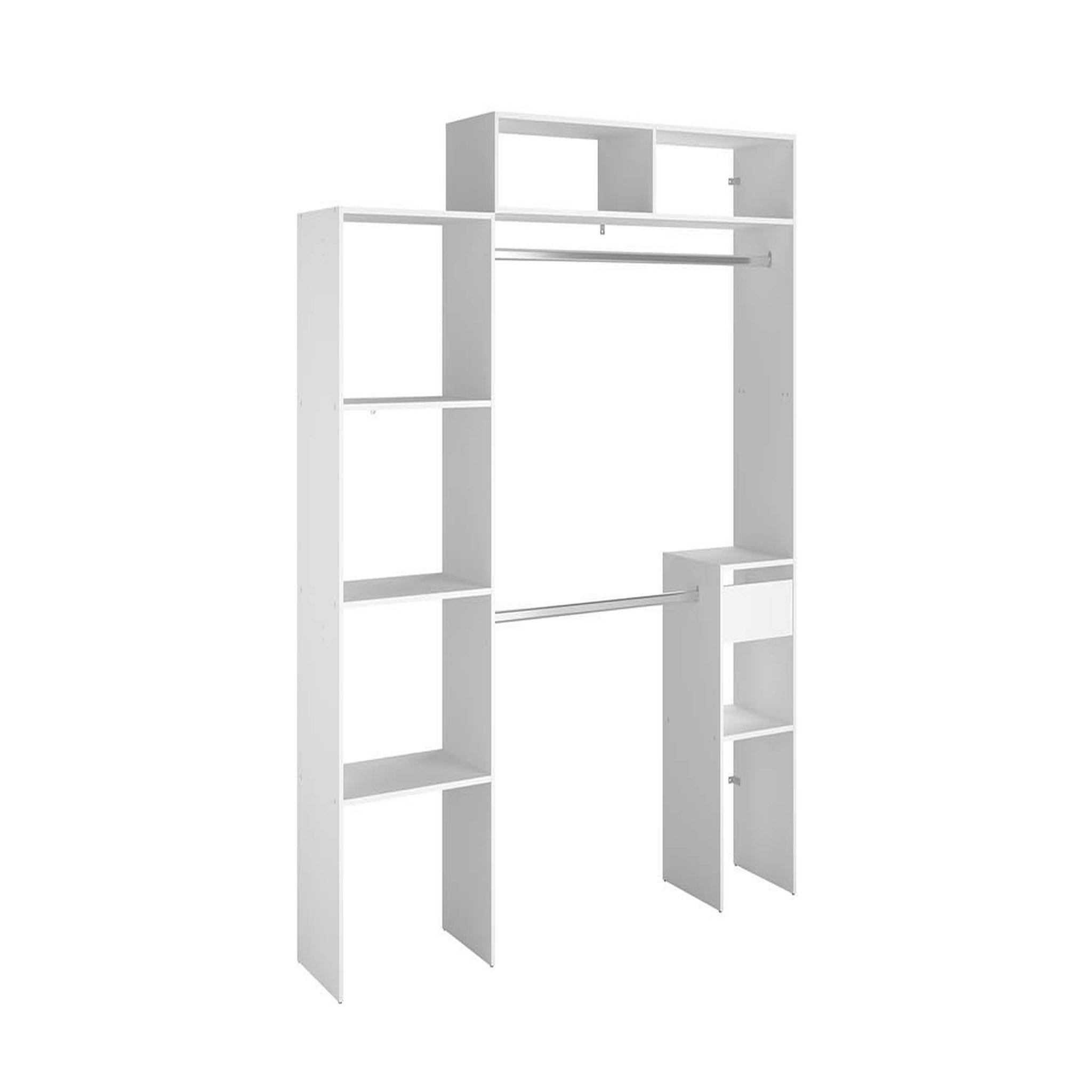 Voir la diapositive 3 : CONCEPT USINE Dressing blanc extensible avec penderie étagères et tiroirs elysee