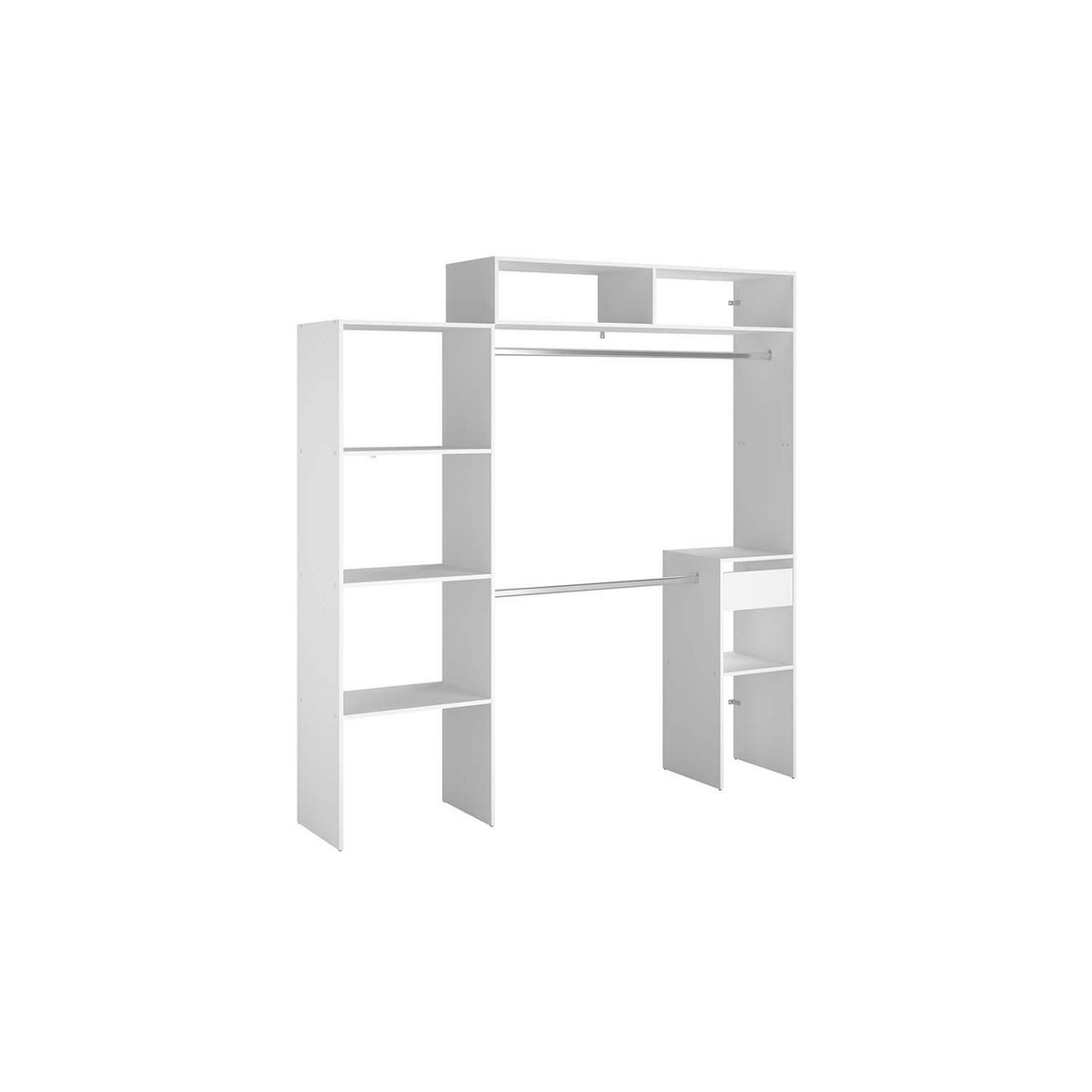 CONCEPT USINE Dressing blanc extensible avec penderie, étagères et tiroirs ELYSEE