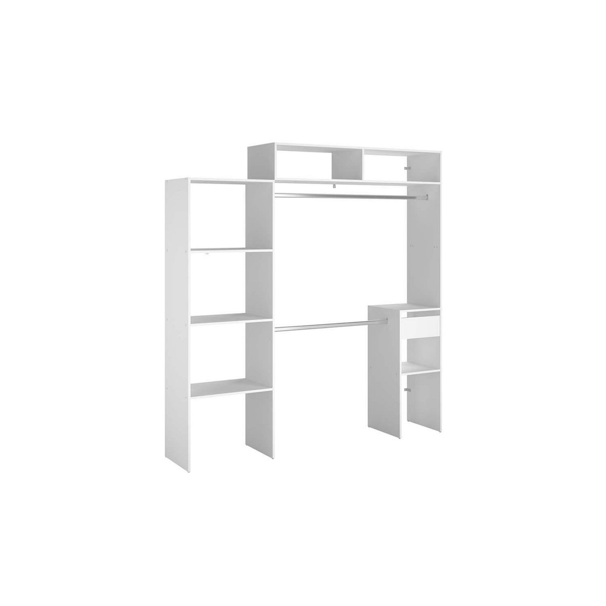 CONCEPT USINE Dressing blanc extensible avec penderie, étagères et tiroirs ELYSEE