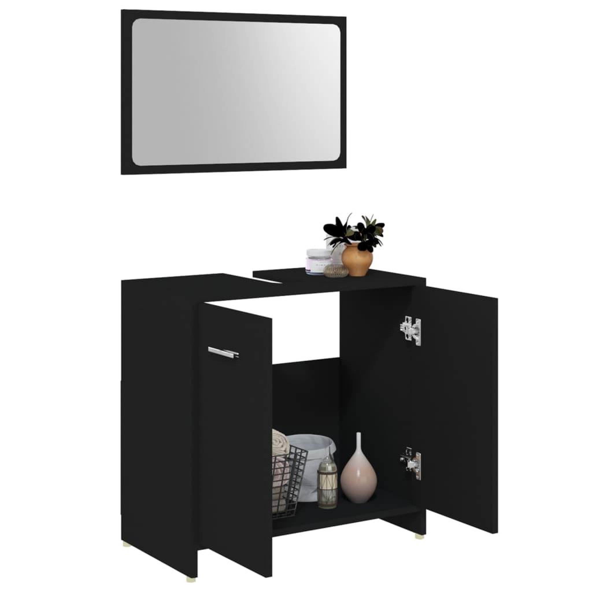 Voir la diapositive 5 : VIDAXL Ensemble de meubles de salle de bain 3 pcs Noir Bois ingenierie