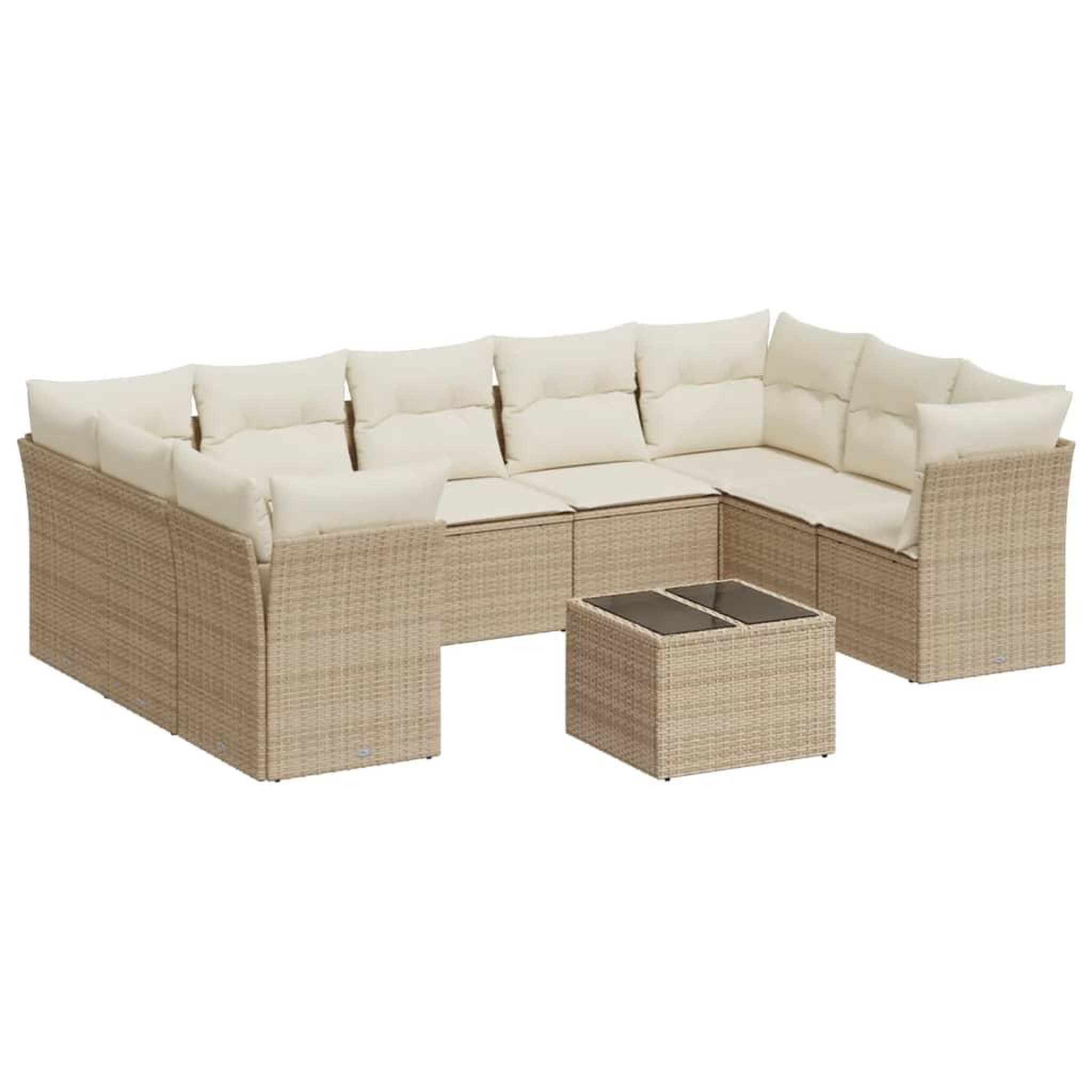 Voir la diapositive 2 : VIDAXL Salon de jardin avec coussins 10 pcs beige resine tressee