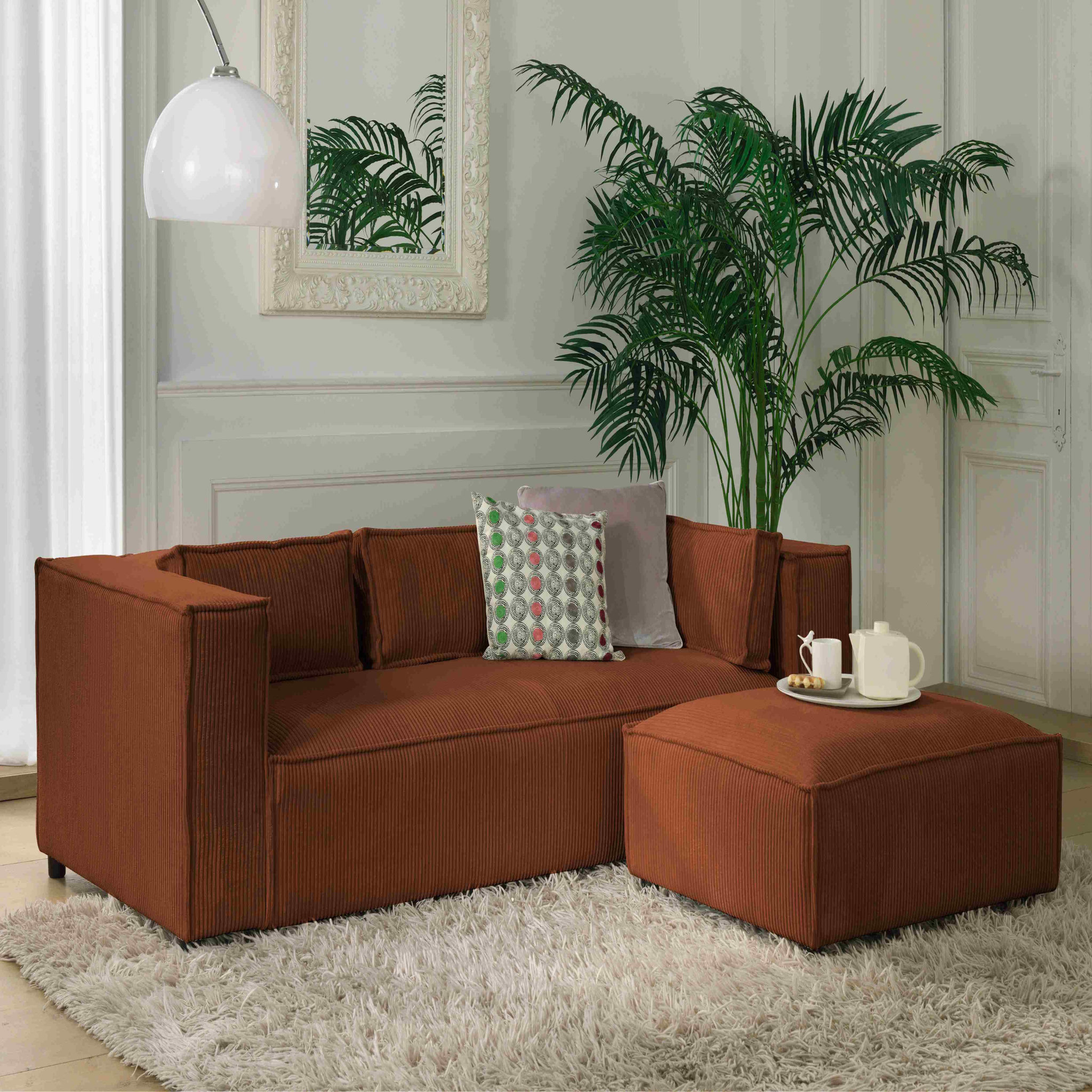 Voir la diapositive 5 : LISA DESIGN Stella - canapé fixe 3 places - en velours côtelé - style contemporain