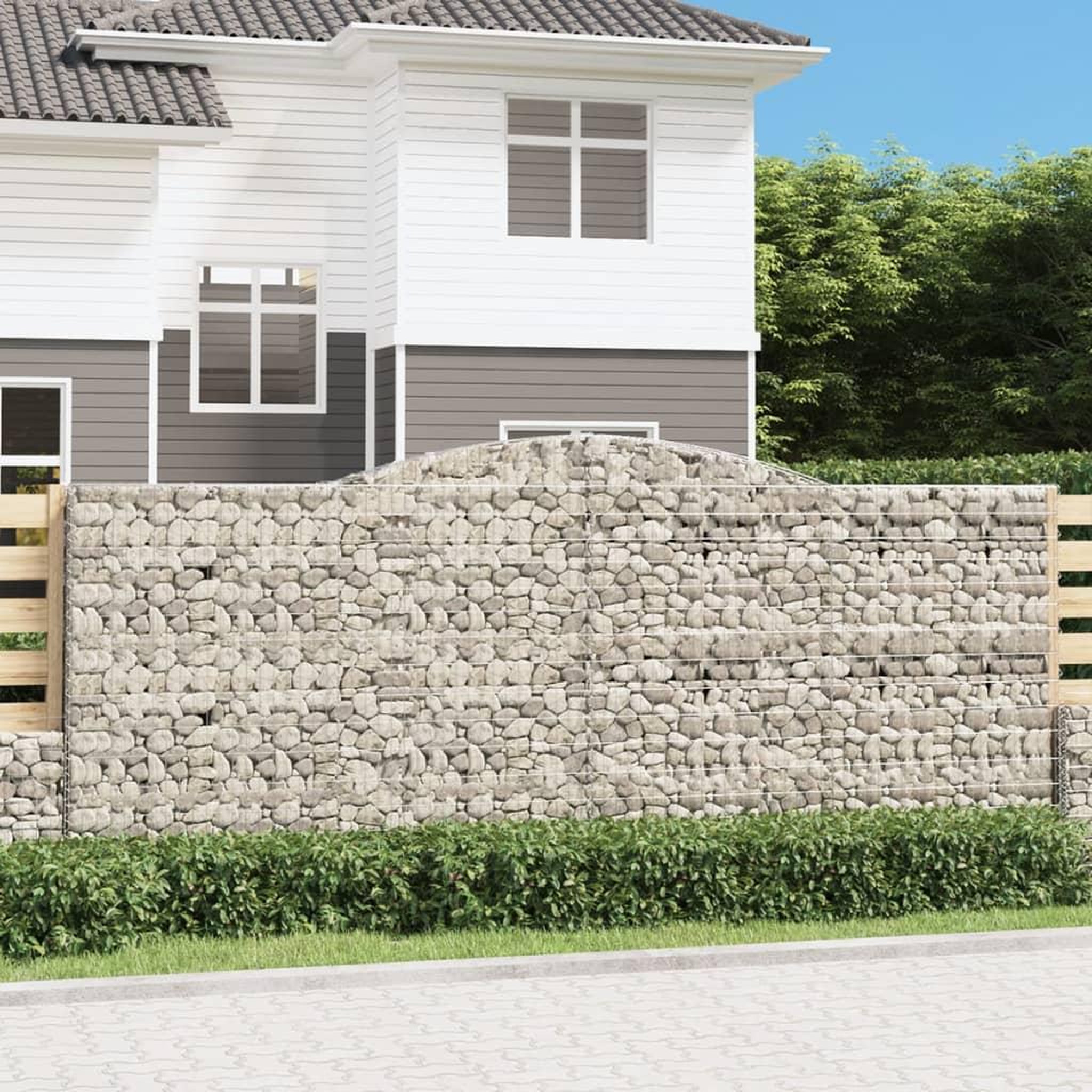 VIDAXL Paniers a gabions arques 25 pcs 400x50x160/180 cm fer galvanise