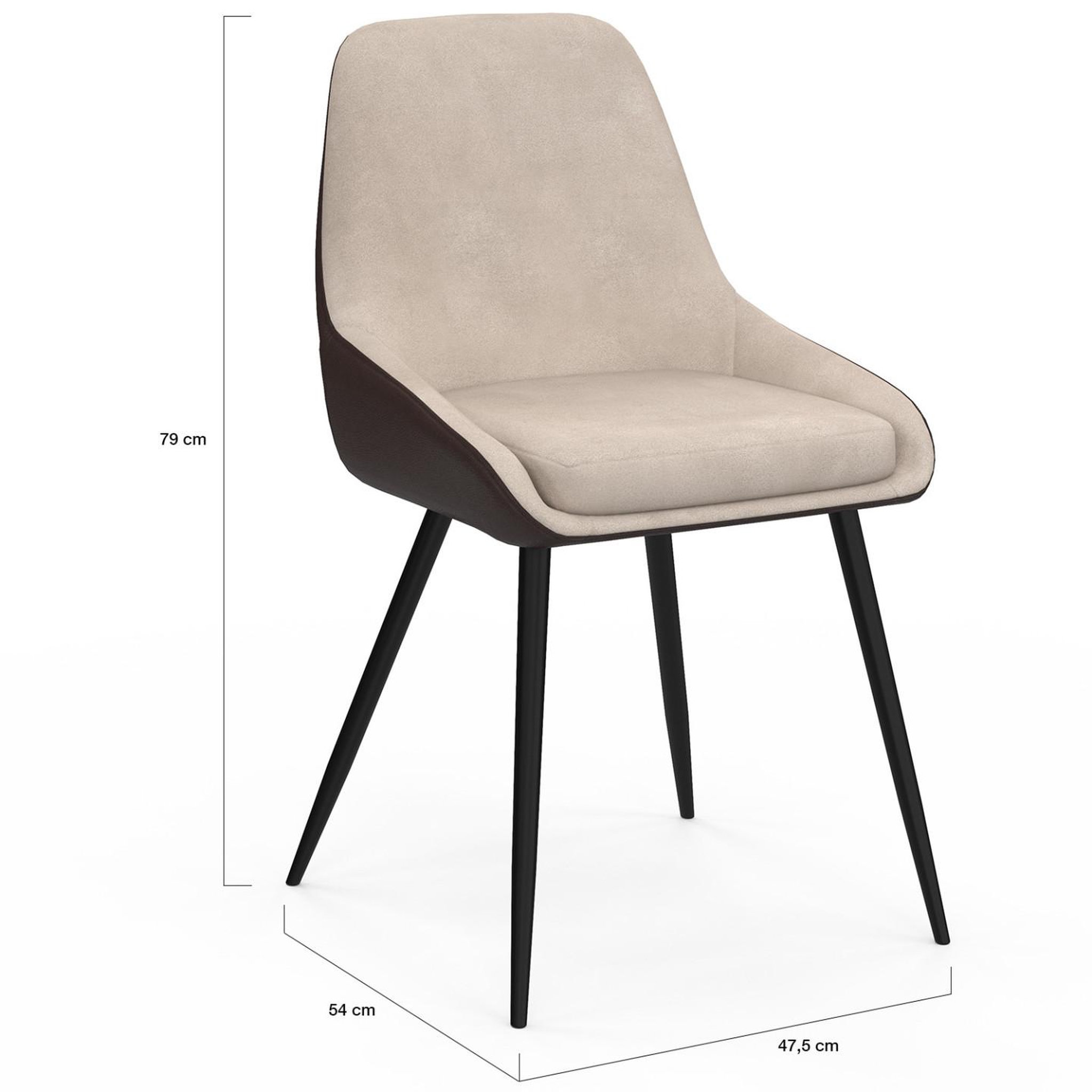 Voir la diapositive 6 : ID MARKET Lot de 6 chaises thalya bi-matière en tissu et pu marron et taupe pour salle à manger