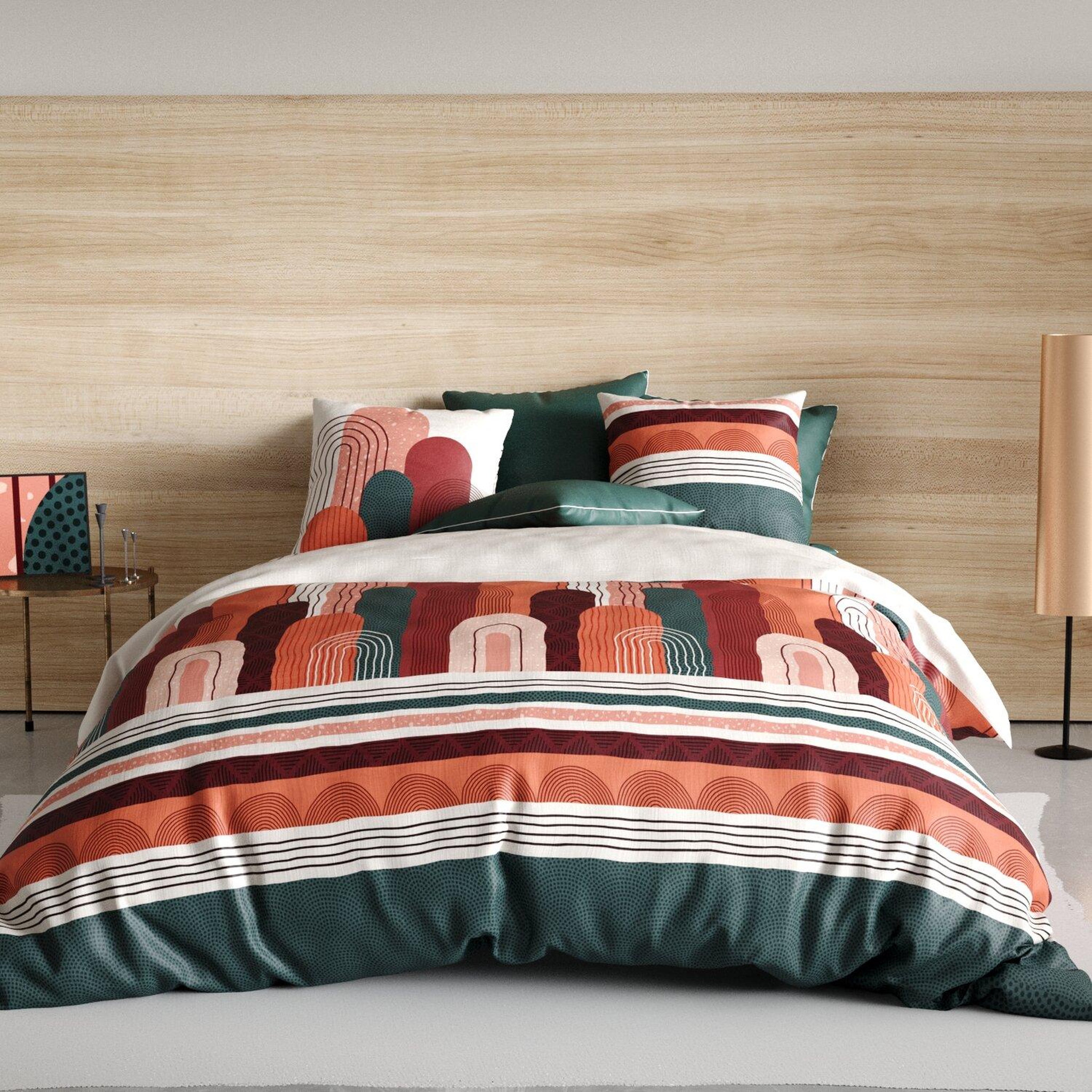 Voir la diapositive 1 : ATELIER DU COTON Parure housse de couette 100% coton 57fils galio