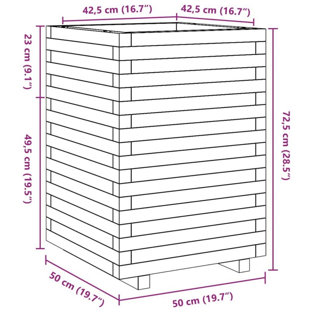 VIDAXL Jardiniere blanc 50x50x72,5 cm bois de pin massif