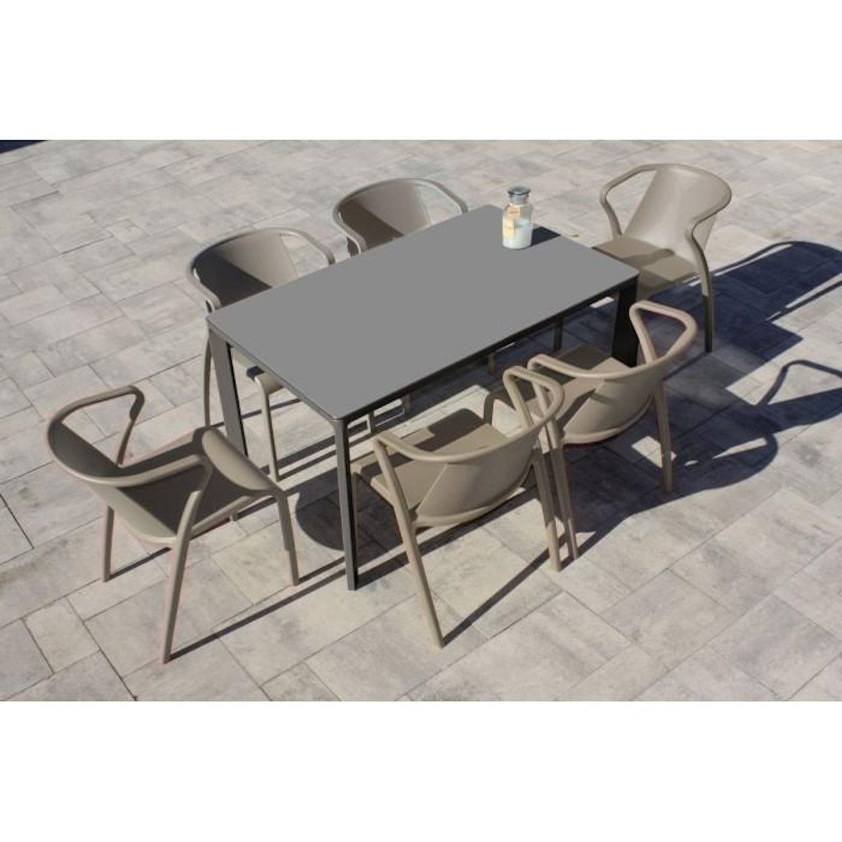 Paris Prix Ensemble Table de Jardin & 6 Fauteuils  Meet  160cm Gris Anthracite