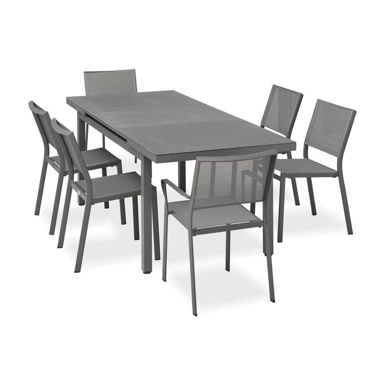 Paris Prix Ensemble Table de Jardin Extensible & 6 Assises  Dania & Stockholm  160-210cm Anthracite