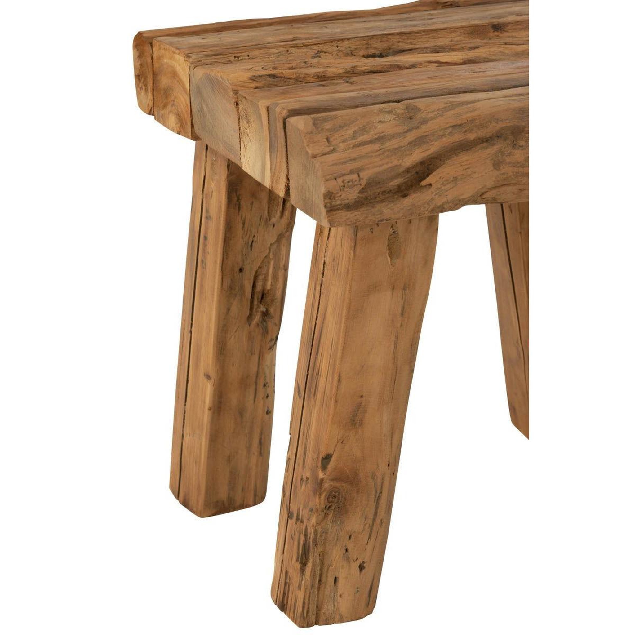 Voir la diapositive 5 : J-LINE Tabouret en bois de teck  rustique  35cm naturel