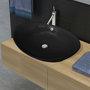 Voir la diapositive 1 : VIDAXL Lavabo ovale en ceramique noir avec trop plein 59 x 38,5 cm