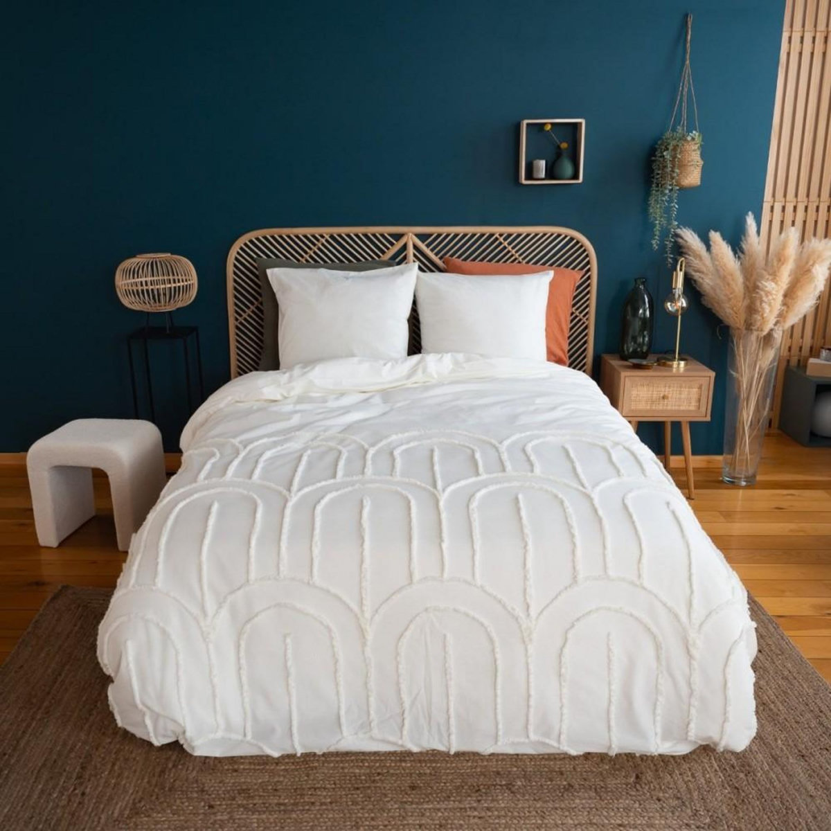 COTE DECO Housse de couette 240x220 + 2 taies FAR en coton lavé