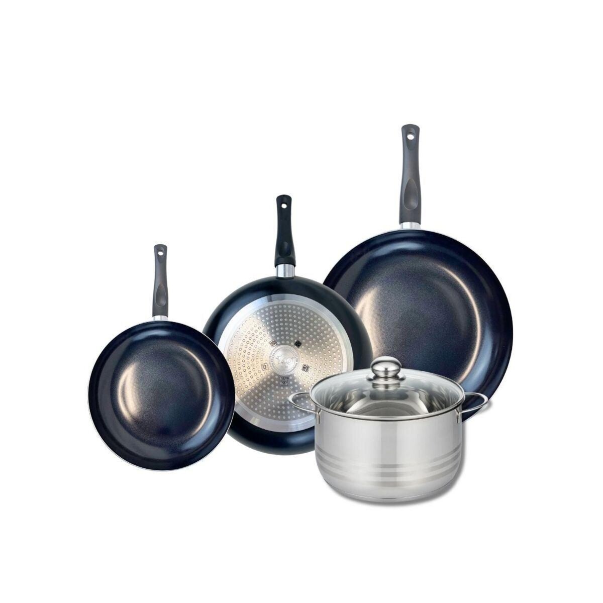 ELO Ensemble de 3 Poêles de cuisson 20, 24 et 28 cm et 1 faitout 20 cm Elo Prima Brillant