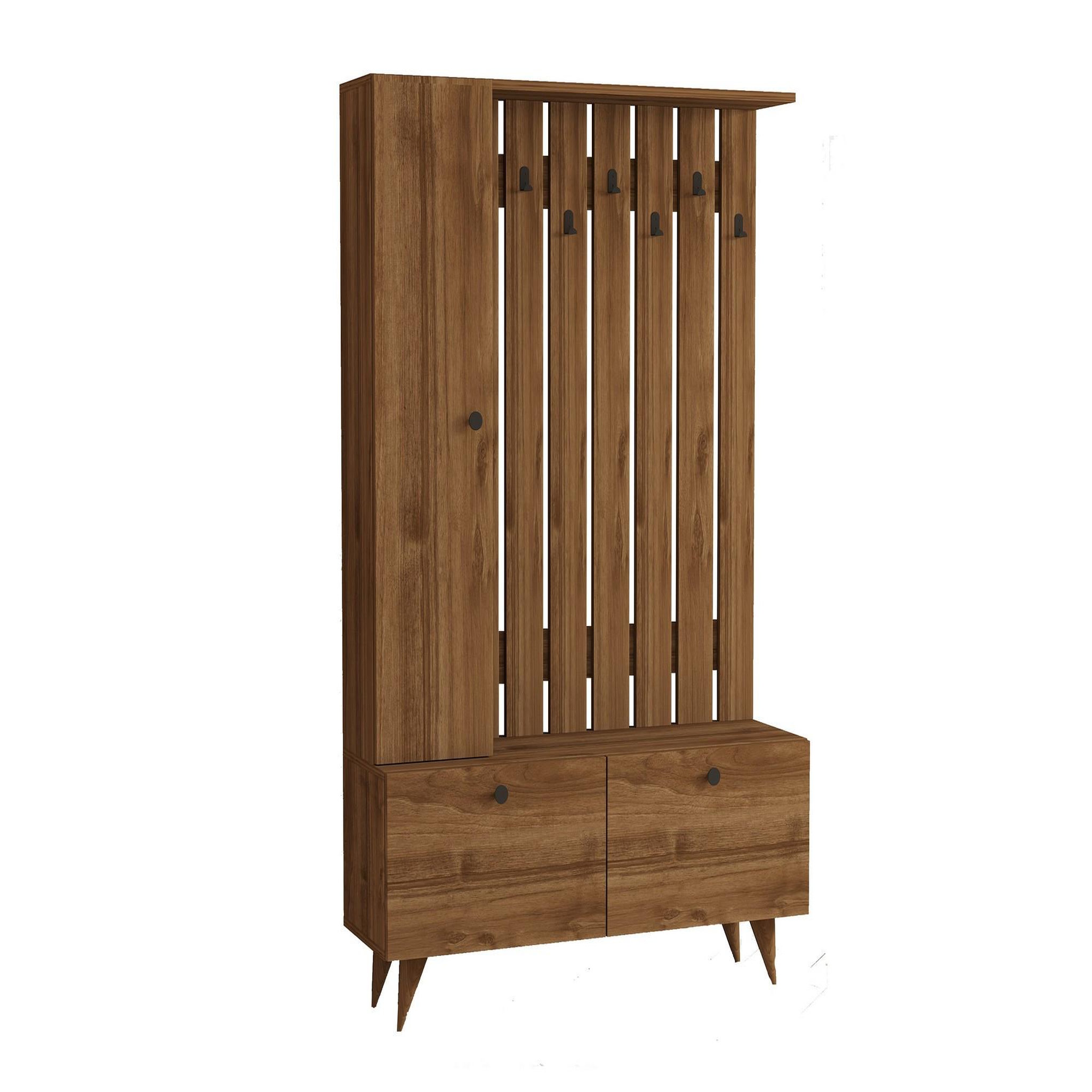 Habitat et Jardin Meuble d'entrée en bois  lala  - 35 x 112 x 170 cm - noyer