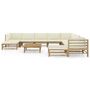 Voir la diapositive 2 : VIDAXL Salon de jardin 11 pcs avec coussins blanc creme bambou