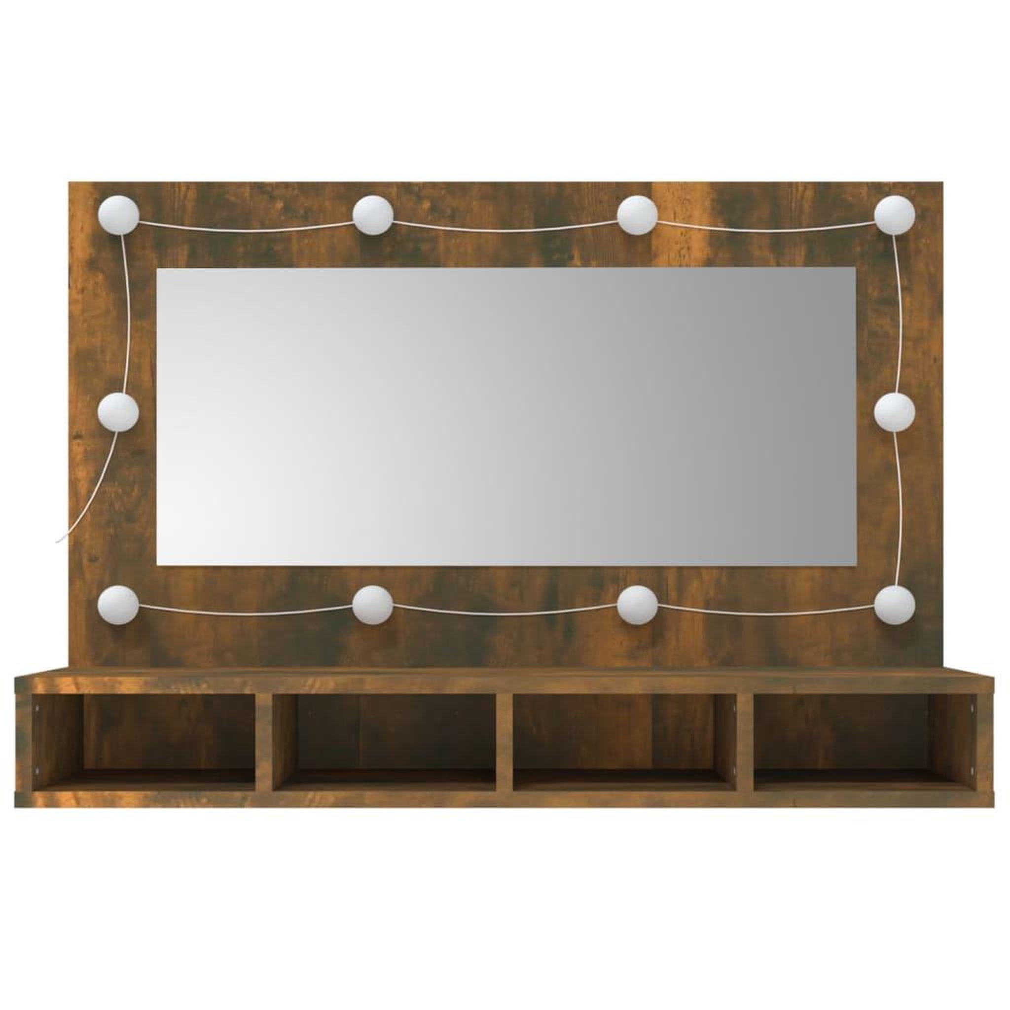 Voir la diapositive 4 : VIDAXL Armoire a miroir avec LED Chene fume 90x31,5x62 cm