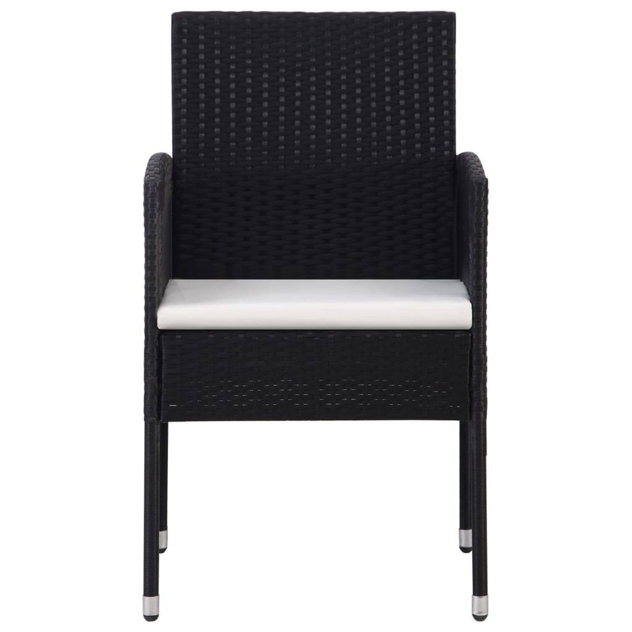 Voir la diapositive 3 : VIDAXL Chaises de jardin coussins blanc creme 4pcs noir resine tressee