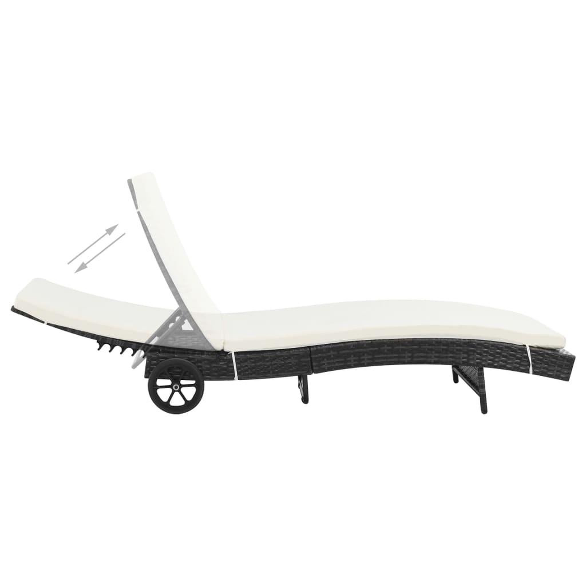 Voir la diapositive 4 : VIDAXL Chaises longues lot de 2 avec roues et coussins Resine tressee