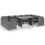 Voir la diapositive 2 : VIDAXL Salon de jardin 10 pcs avec coussins Resine tressee Gris