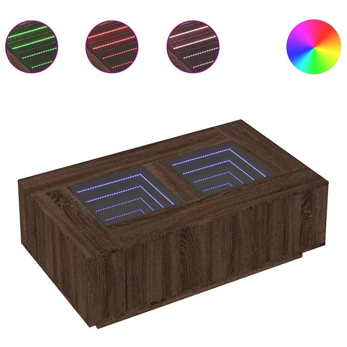 VIDAXL Table basse avec LED infini chene marron 116x69x40 cm