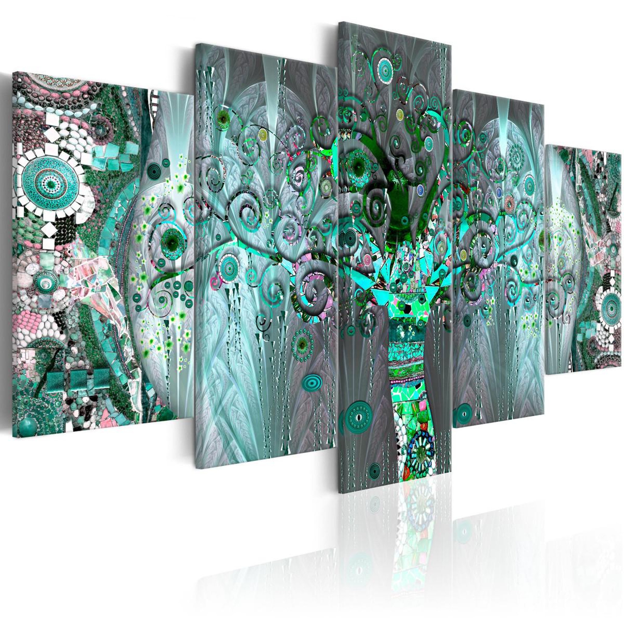 Paris Prix Tableau imprimé 5 pièces  mosaic tree. Coloris disponibles : Multicolore